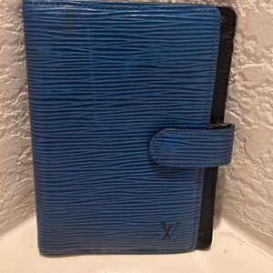 Louis Vuitton Blue Epi Leather Agena Cover Planner Notebook Ring Binder LV